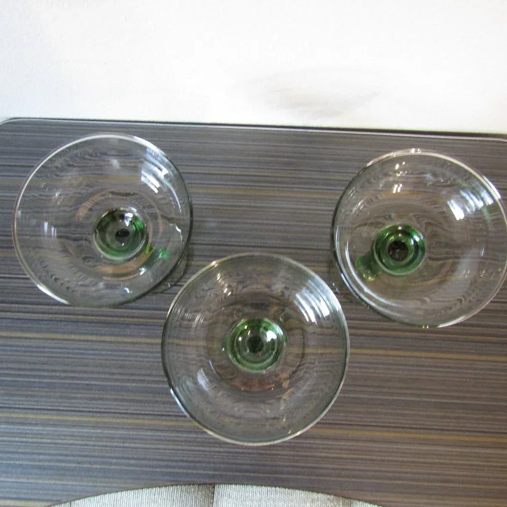 Hand Blown Cactus Margarita/Dessert Glasses Set of 3